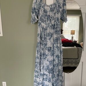Floral Blue Maxi Dress